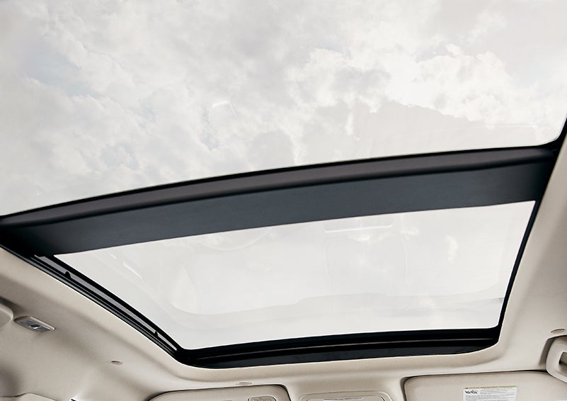 The available panoramic Vista Roof® is shown from inside a 2024 Lincoln Corsair® SUV. | Loveland Lincoln in Loveland CO
