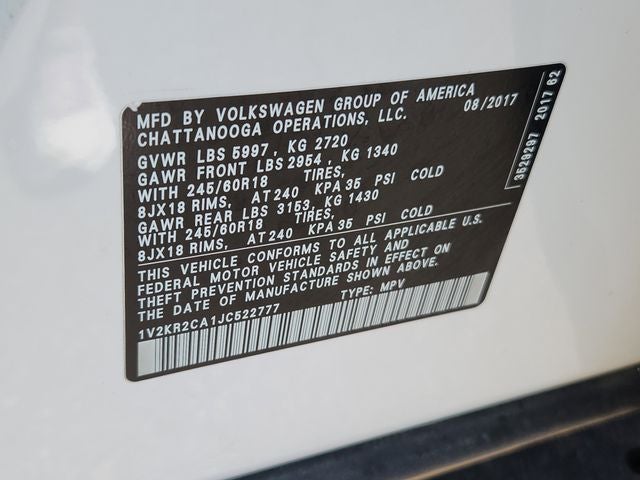 2018 Volkswagen Atlas 3.6L V6 SE