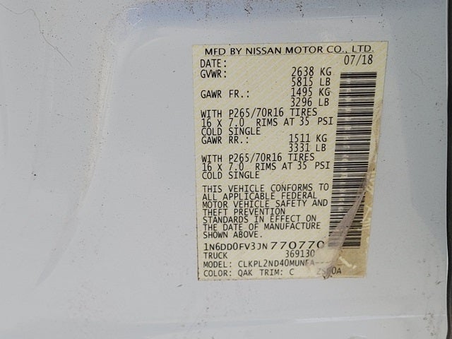 2018 Nissan Frontier SV