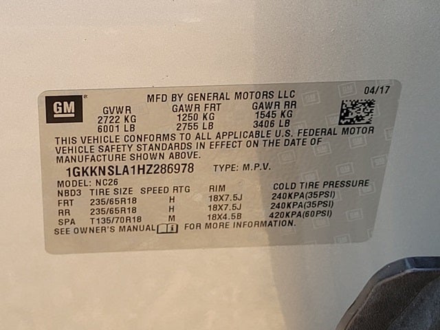 2017 GMC Acadia SLE-2