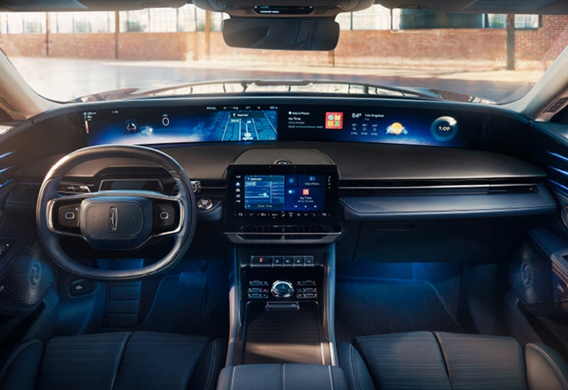 A large panoramic display is shown on the dashboard of a 2024 Lincoln Nautilus® SUV | Loveland Lincoln in Loveland CO