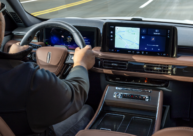 A person is driving a 2025 Lincoln Aviator® SUV from inside the cabin. | Loveland Lincoln in Loveland CO