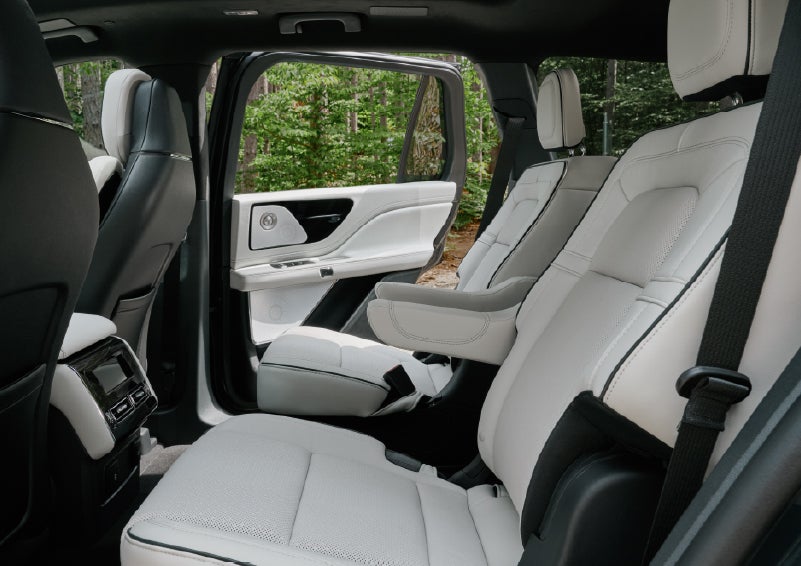 A side view of the second row with captain’s chairs in a 2027 Lincoln Aviator® Black Label™ SUV. | Loveland Lincoln in Loveland CO